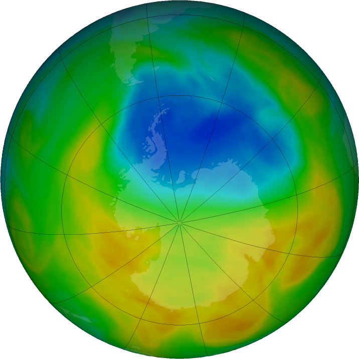 Antarctic ozone map for 04 November 2019